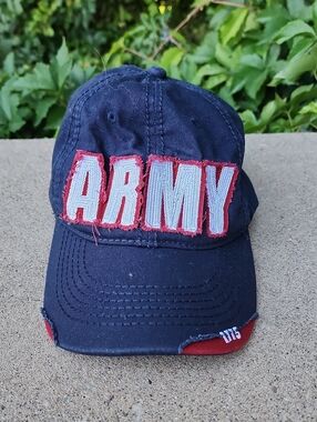 ARMY Embroidered Navy Baseball Cap - White & Red Lettering